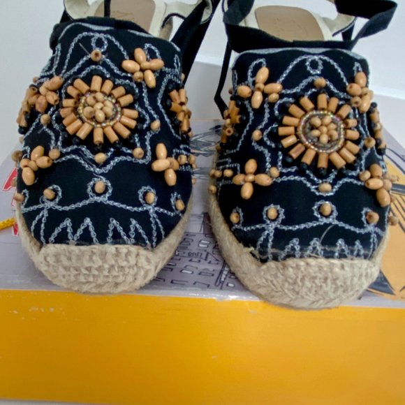 NYC Couture - Wrap Floral Beaded & Embroidered Espadrilles - Picture 10 of 15